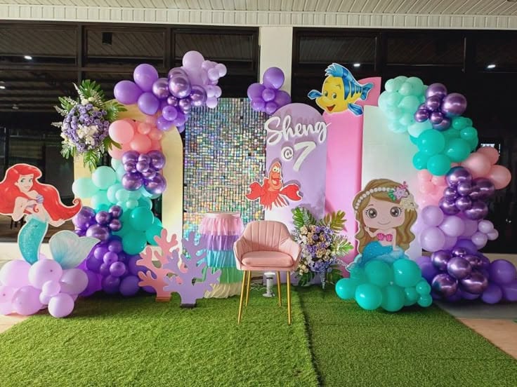 Pink balloon birthday decoration