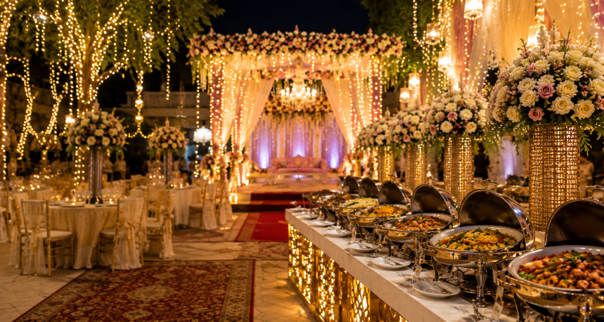 Elegant wedding catering buffet